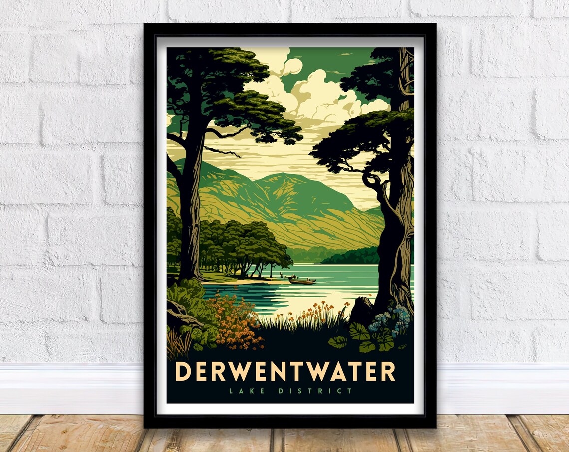 Derwentwater Lake District Travel Poster