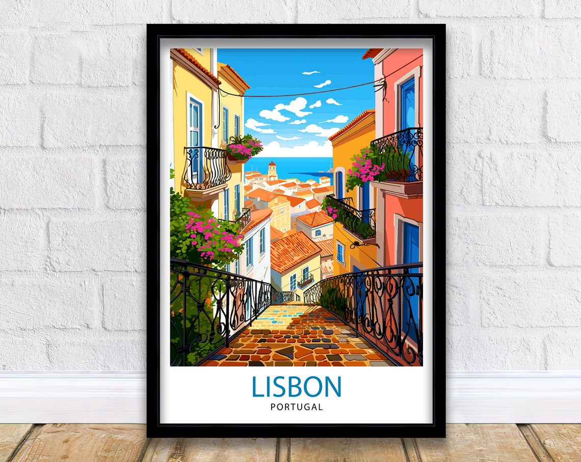 Lisbon Portugal Travel Print Lisbon Wall Decor Lisbon Poster Portugal Travel Prints Lisbon Art Print Lisbon Illustration Lisbon Wall Art