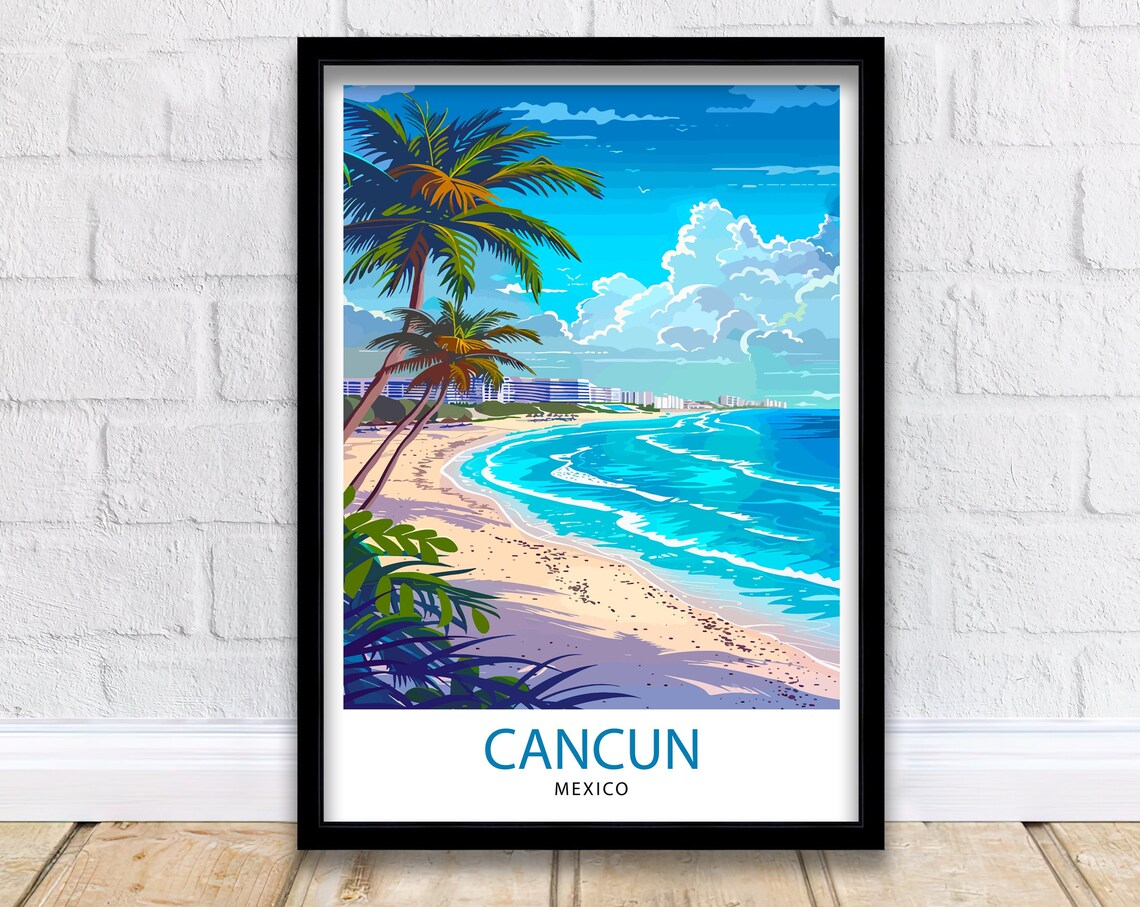 Cancun Mexico Travel Poster, World & Cultural Art