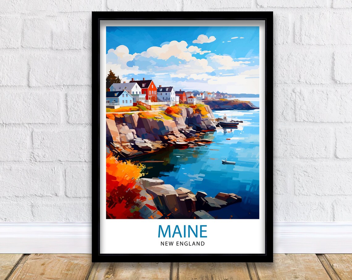 Maine New England Travel Poster, Maine Wall Decor