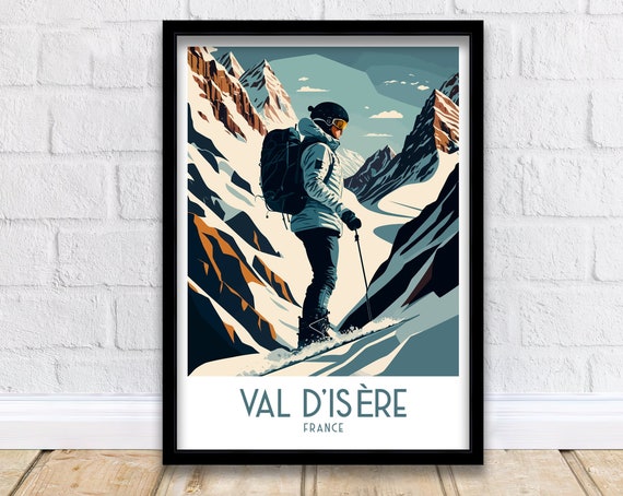 Val Disere Travel Print Ski Poster Travel Poster Ski Print Val Disere Poster French Alps Skiing Skiing Wall Art Skiing Poster