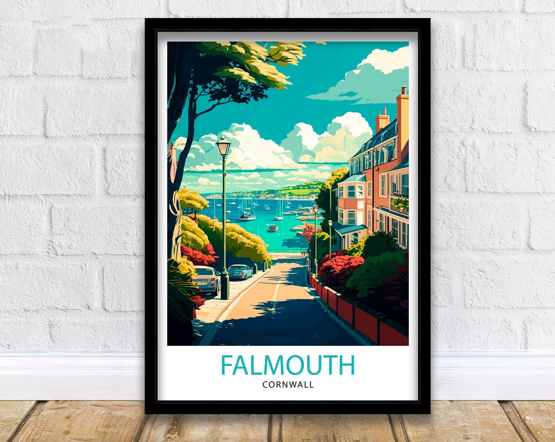 Falmouth Cornwall Travel Poster, Home Decor Print