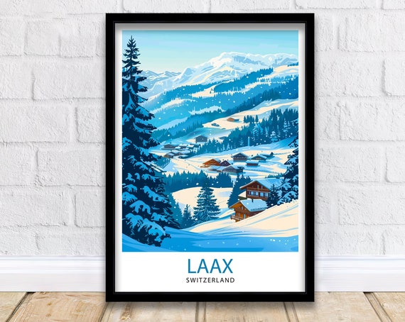Laax Switzerland Ski Resort Travel Print Wall Art Laax Wall Hanging Home Dcor Laax Gift Art Lovers Switzerland Art Lover Gift Print