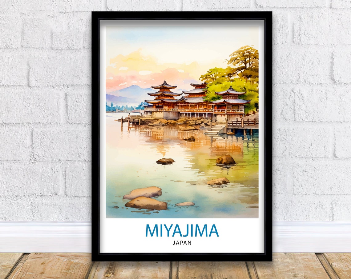 Miyajima Japan Watercolor Itsukushima Shrine Floating Temple Poster