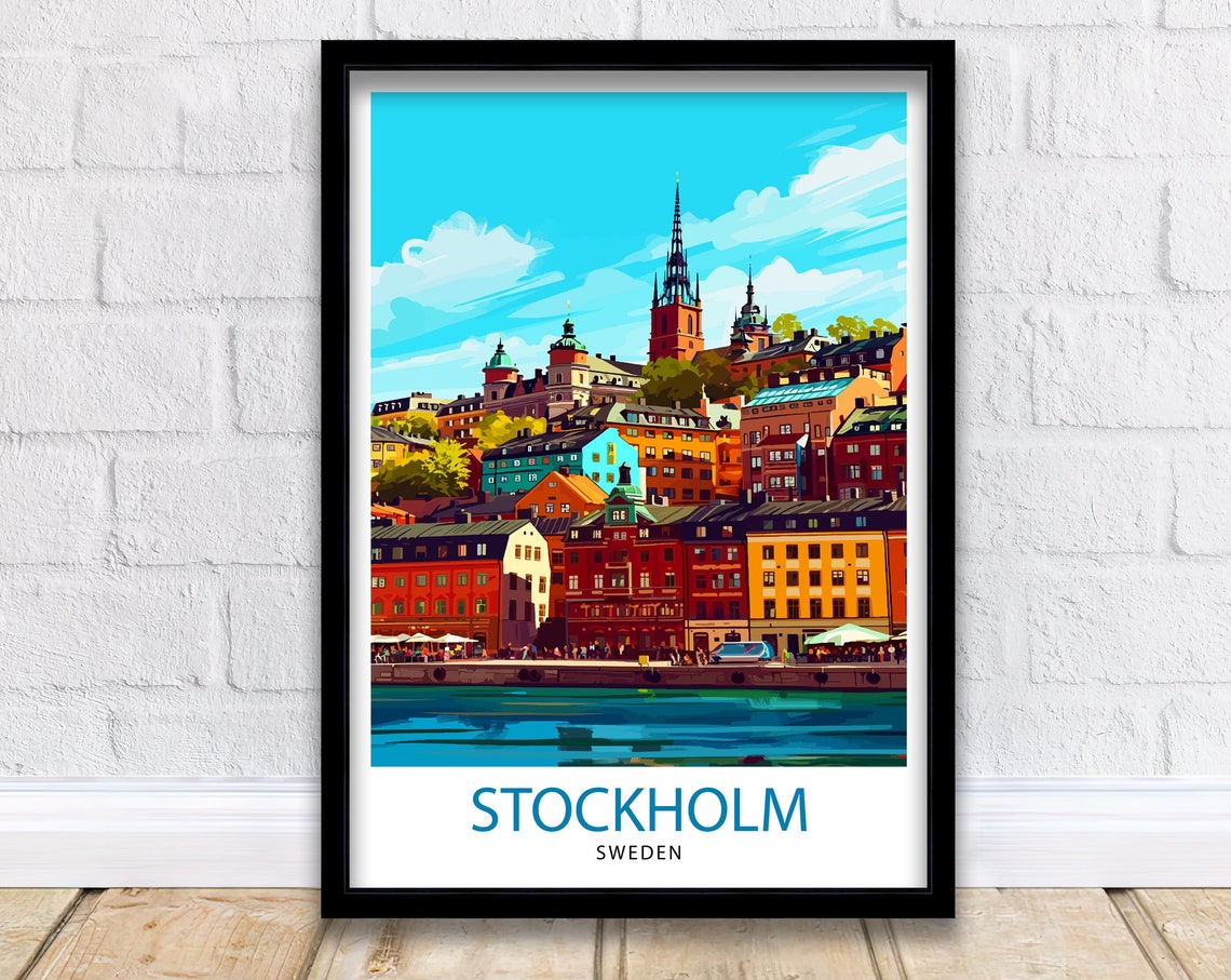 Stockholm Sweden Travel Print Stockholm Wall Art Sweden Illustration Scandinavian Travel Poster Gift For Traveler Sweden Home Decor