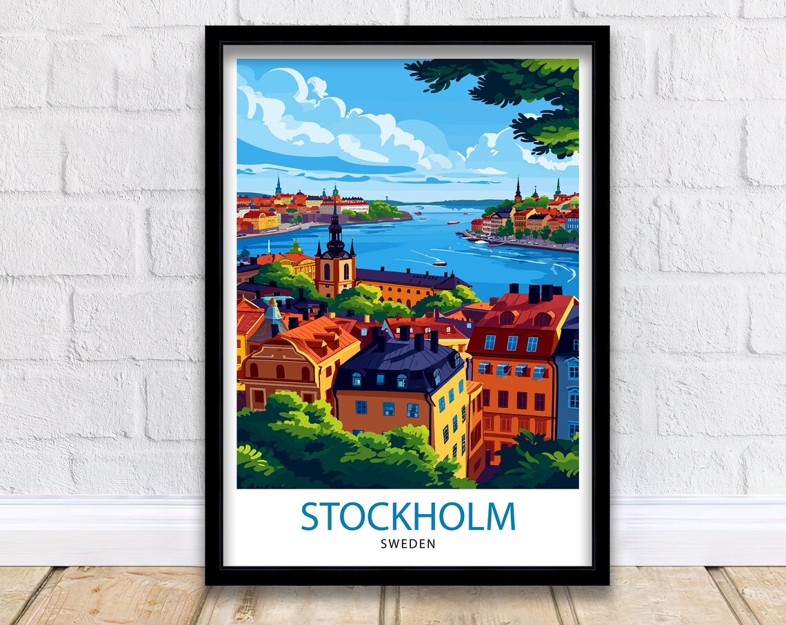 Stockholm Sweden Travel Poster, Scandinavian Art Print