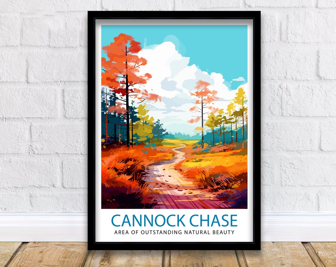 Cannock Chase England Autumn Forest Path Nature Vintage Travel Poster