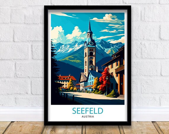 Seefeld Austria Travel Poster, Europe Wall Decor