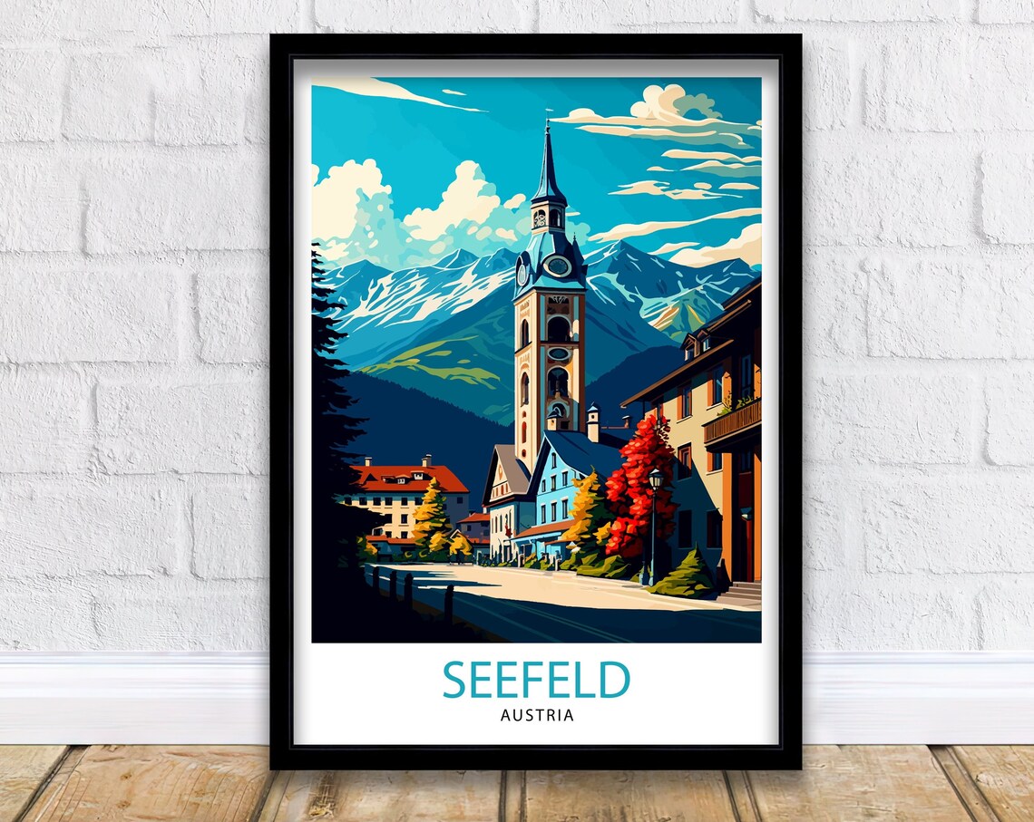 Seefeld Austria Travel Poster, Europe Wall Decor