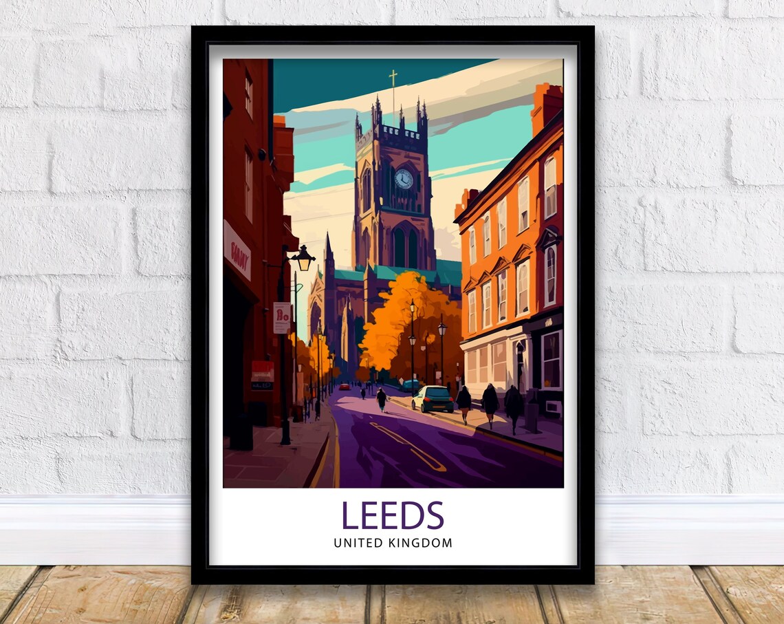 Leeds Travel Poster, Cityscape Art Print
