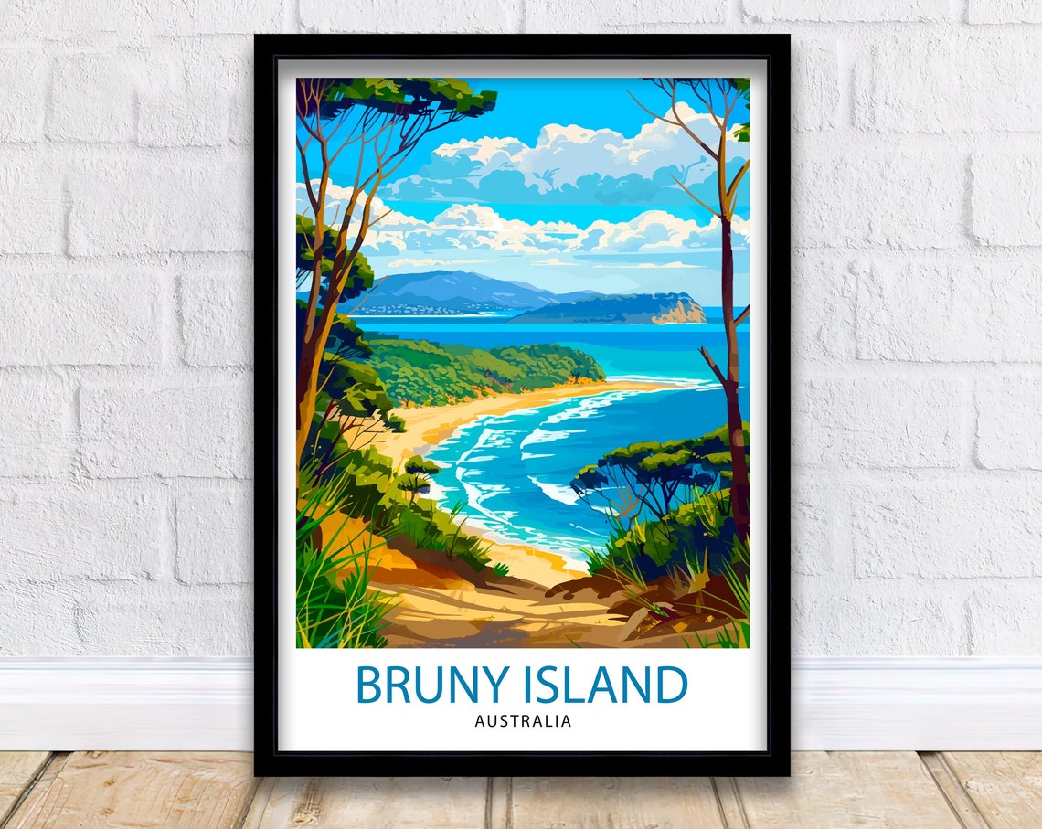 Bruny Island Australia Turquoise Beach Ocean Trees View Poster