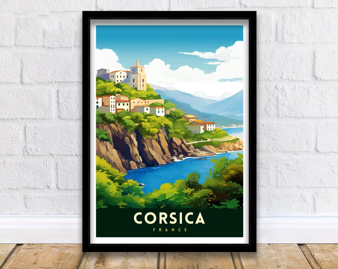 Corsica France Travel Print Corsica Wall Decor Corsica Poster France Travel Prints Corsica Art Print Corsica Illustration Corsica Wall Art