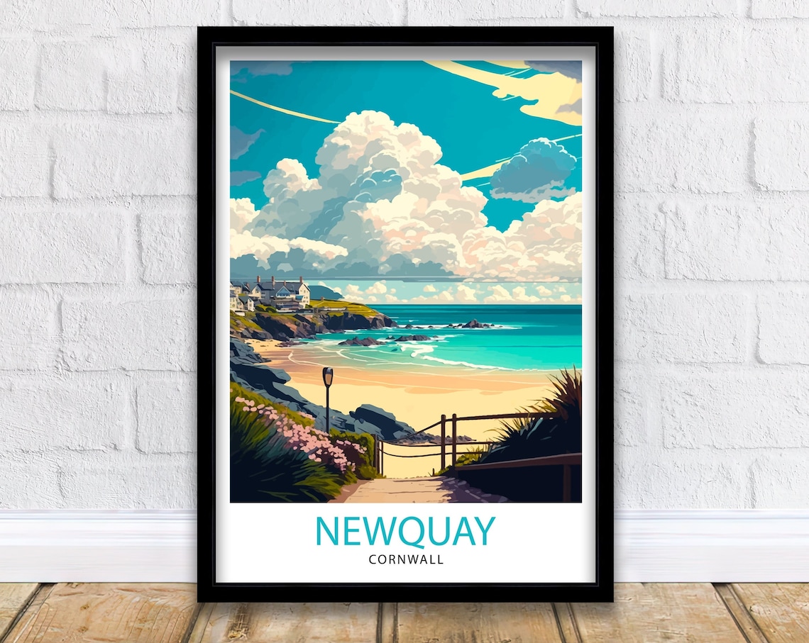 Newquay Cornwall Travel Poster, Place Print
