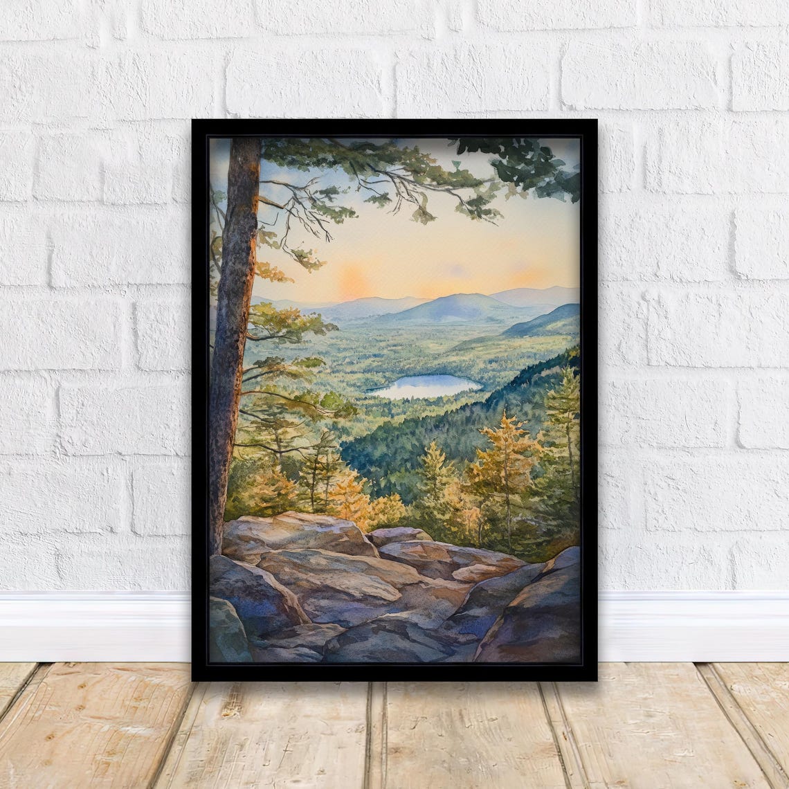 Catskill Mountains New York Fall Watercolor Valley Lake Poster