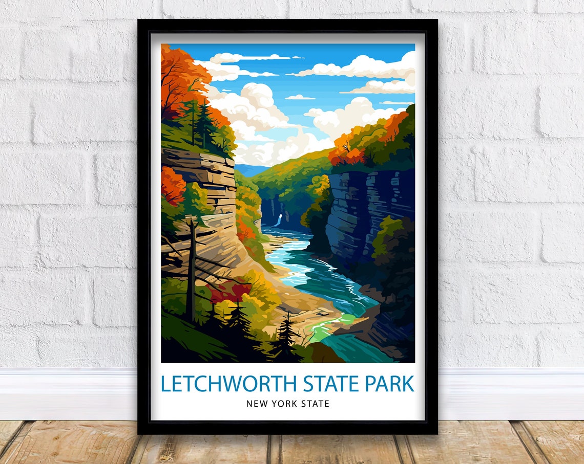 Letchworth State Park New York Autumn Gorge River Cliffs Poster