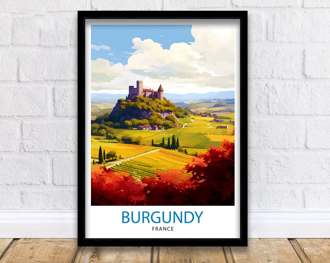 Burgundy France Travel Print Burgundy Wall Decor Burgundy Poster France Travel Prints Burgundy Art Print Burgundy Illustration Burgundy