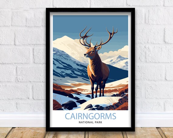 Cairngorms National Park Scotland Red Deer Stag Mountain Poster