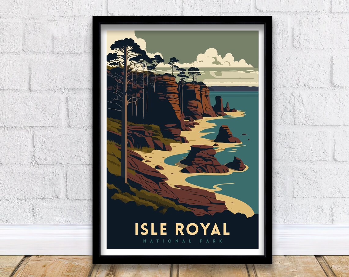 Isle Royal National Park Travel Print National Park Print National Park Art National Park Isle Royale Poster Isle Royal Print