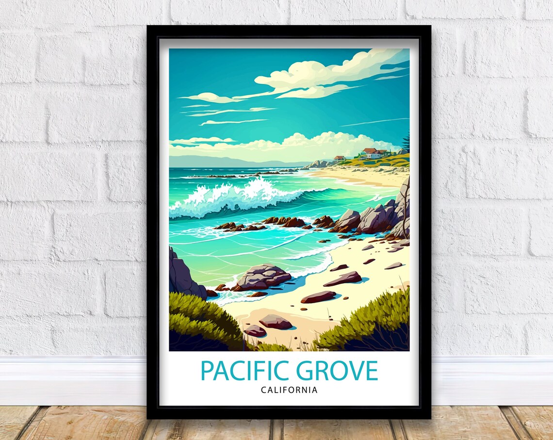Pacific Grove California Travel Poster, Coastal Decor