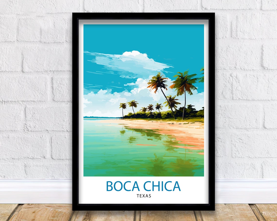 Boca Chica Texas Turquoise Lagoon Shore and Palm Grove Poster