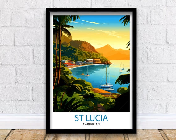 St Lucia Travel Print Caribbean St Lucia Print St Lucia Art St Lucia Poster Saint Lucia Print St Lucia Wall Art Saint Lucia