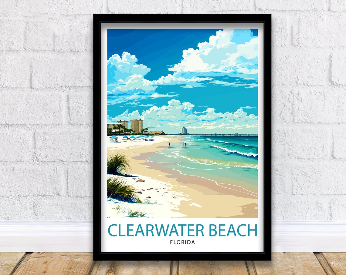 Clearwater Beach Florida Travel Poster, Home Decor