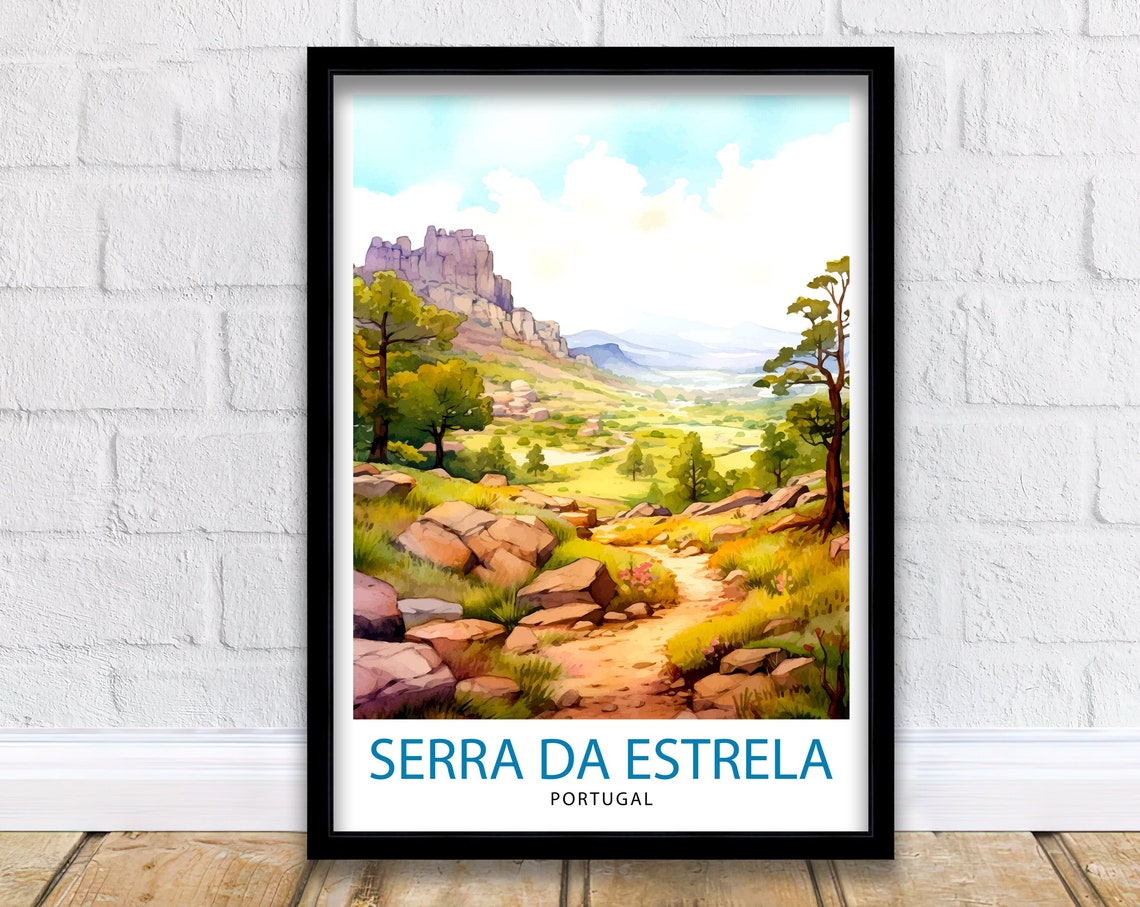 Serra da Estrela Portugal Rocky Mountain Trail Watercolor Poster
