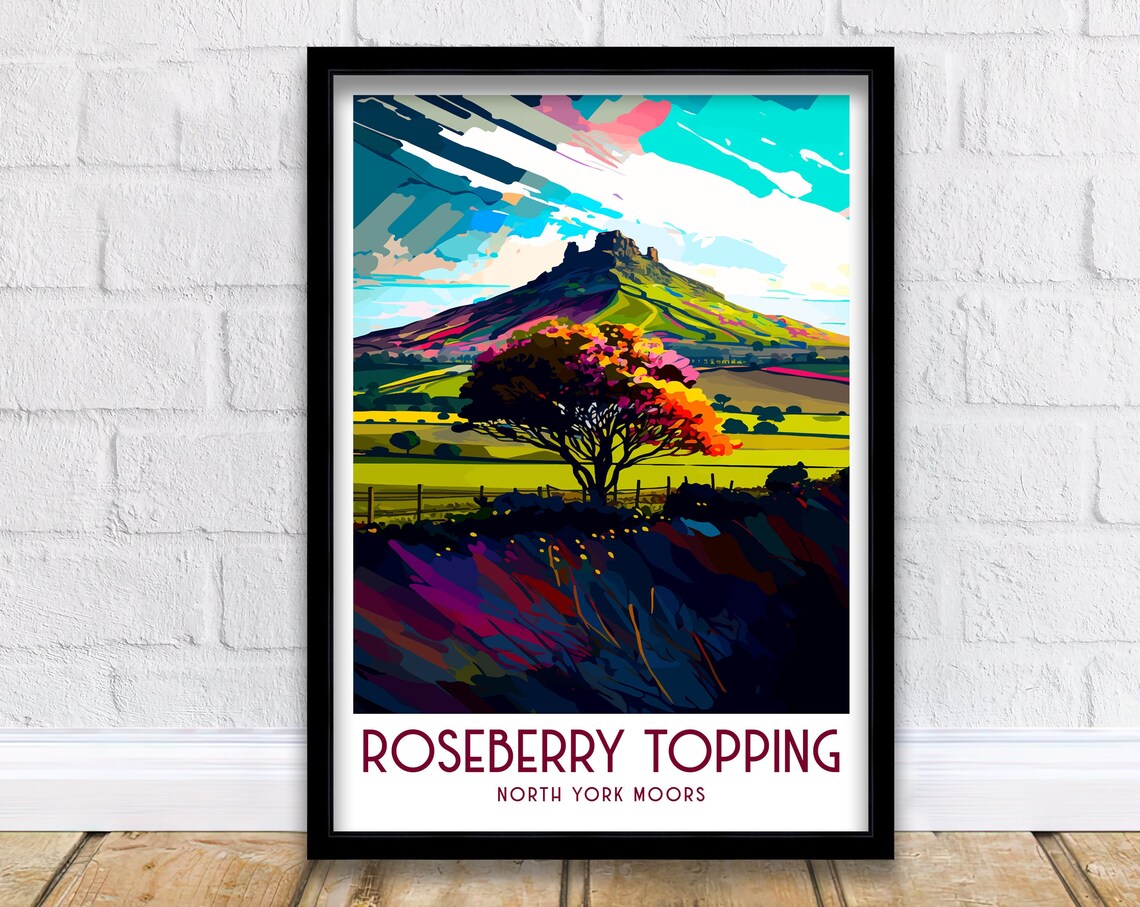 Roseberry Topping Art Print, North Yorkshire Travel Poster