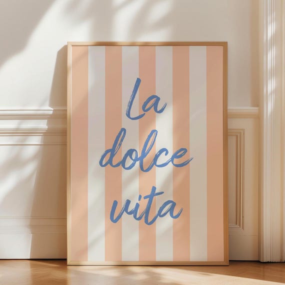 La Dolce Vita Print Trendy Wall Art Italian Quote Typography Art Girly Room Decor Cute Wall Art Retro Wall Print