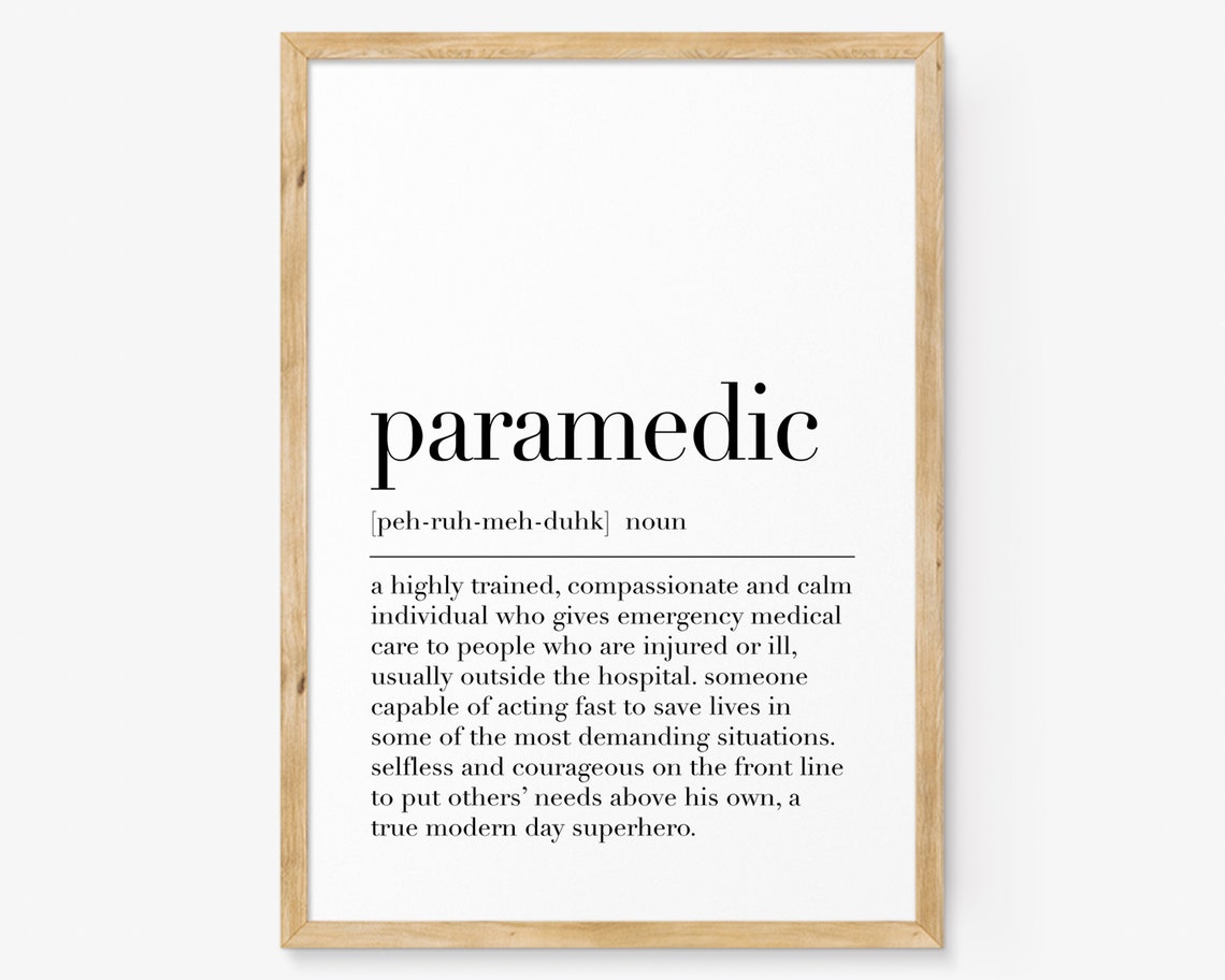 Paramedic Dictionary Definition EMS First Responder Hero Poster