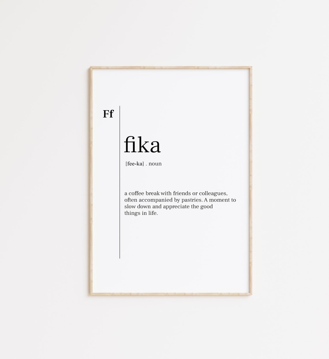 Fika Noun Definition Swedish Coffee Break Tradition Quote Poster