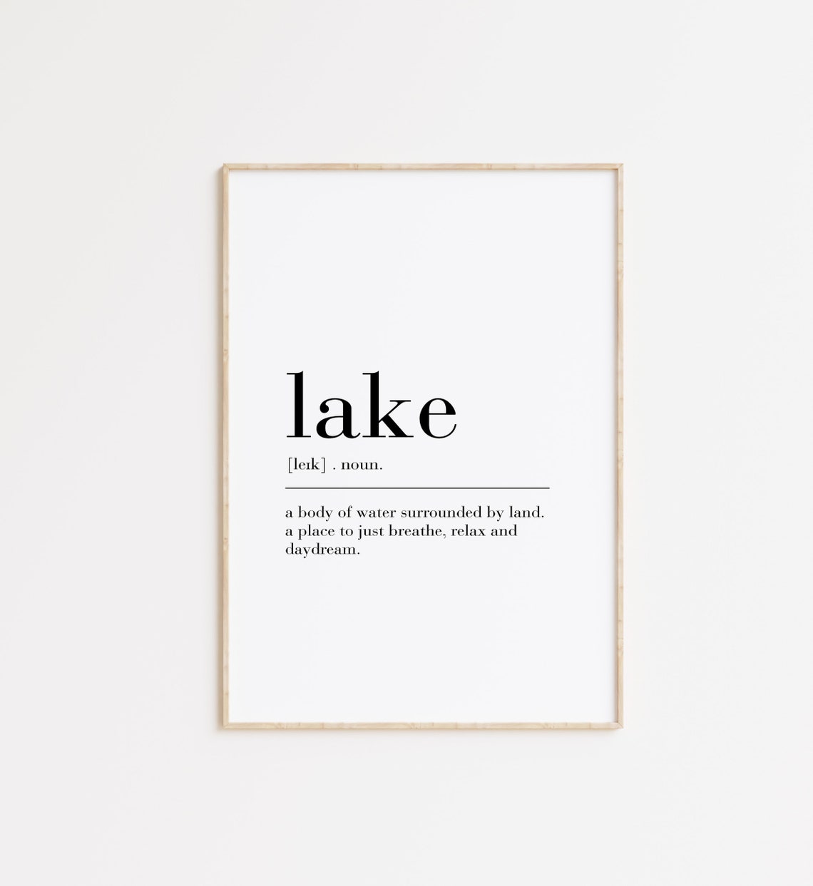 Lake Dictionary Definition Relax Daydream Minimalist Nature Art Poster