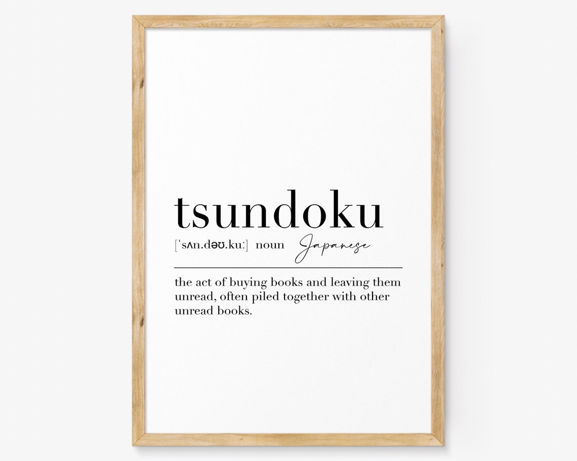 Tsundoku Definition Japanese Book Lover Dictionary Quote Poster