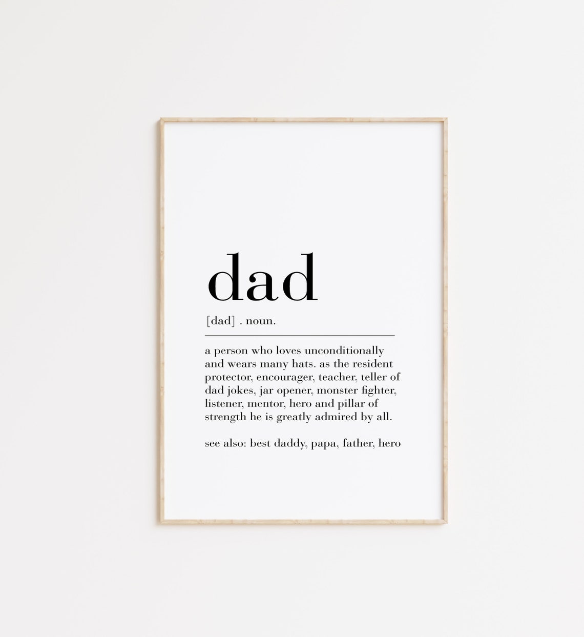 Dad Dictionary Definition Fathers Day Gift Hero Typography Art Poster