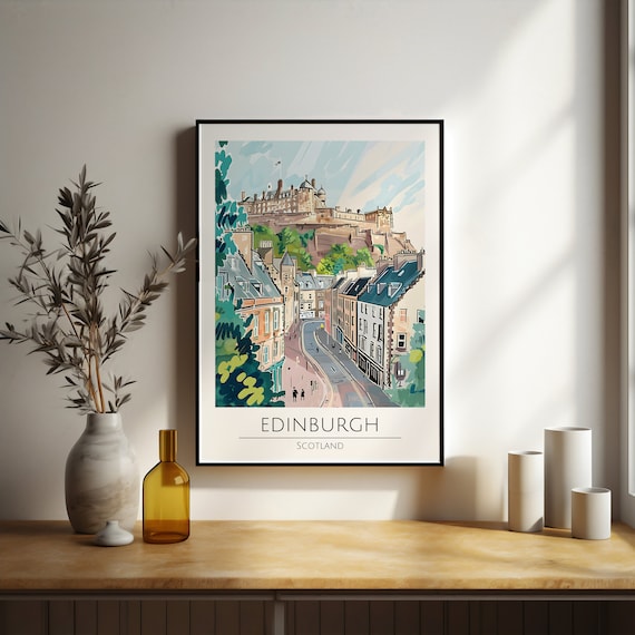 Edinburgh Castle Watercolour Travel Poster