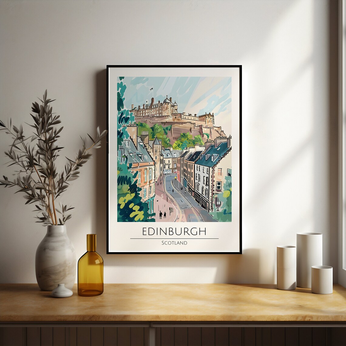 Edinburgh Castle Watercolour Travel Poster