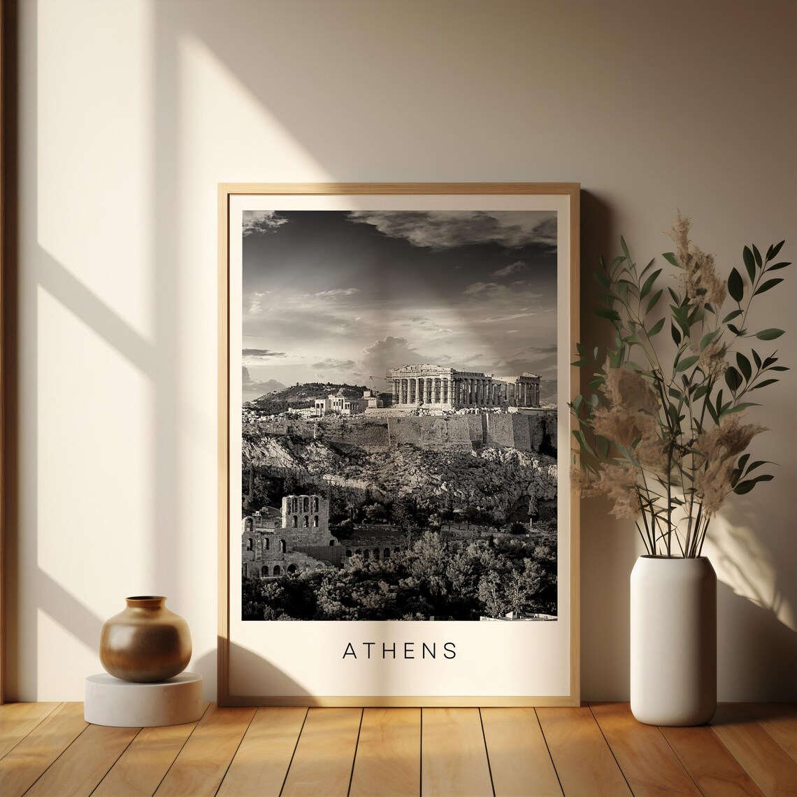 Athens Acropolis Black And White Greece Photography Art Poster