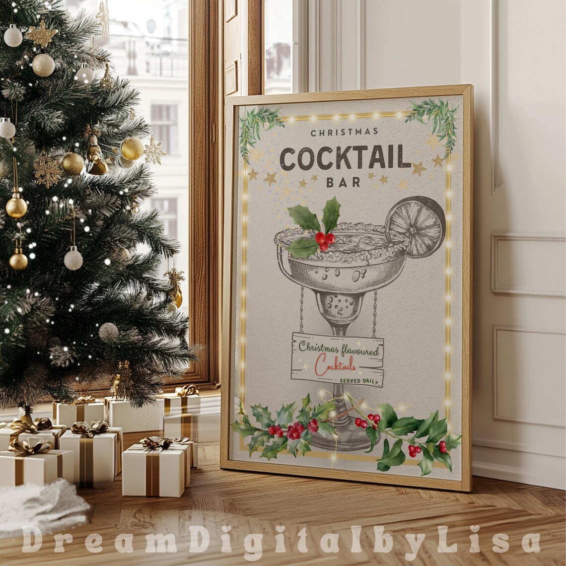 Christmas Cocktails, Modern Home Bar Sign Print - Image 2