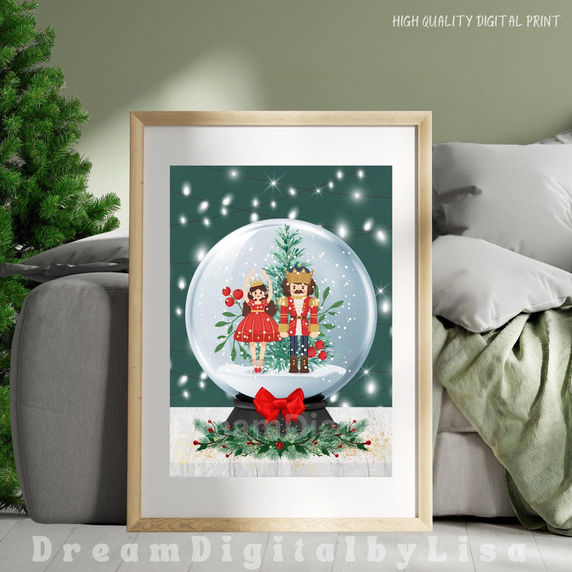 Nutcracker Snow Globe Ballerina Christmas Ballet Holiday Scene Poster - Image 3