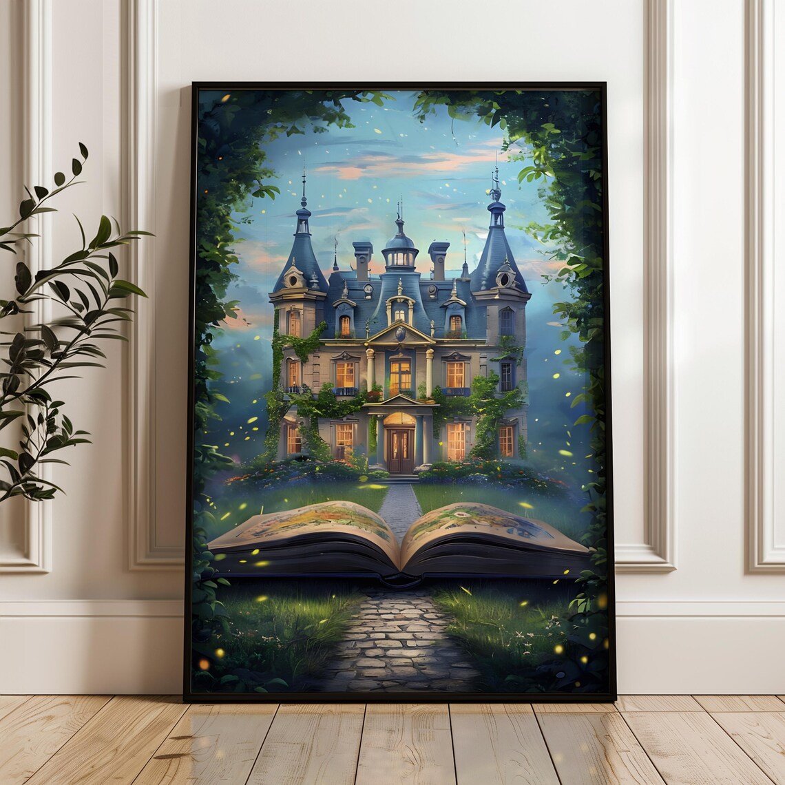 Enchanted Fairy Tale Castle Rising From an Open Storybook Poster