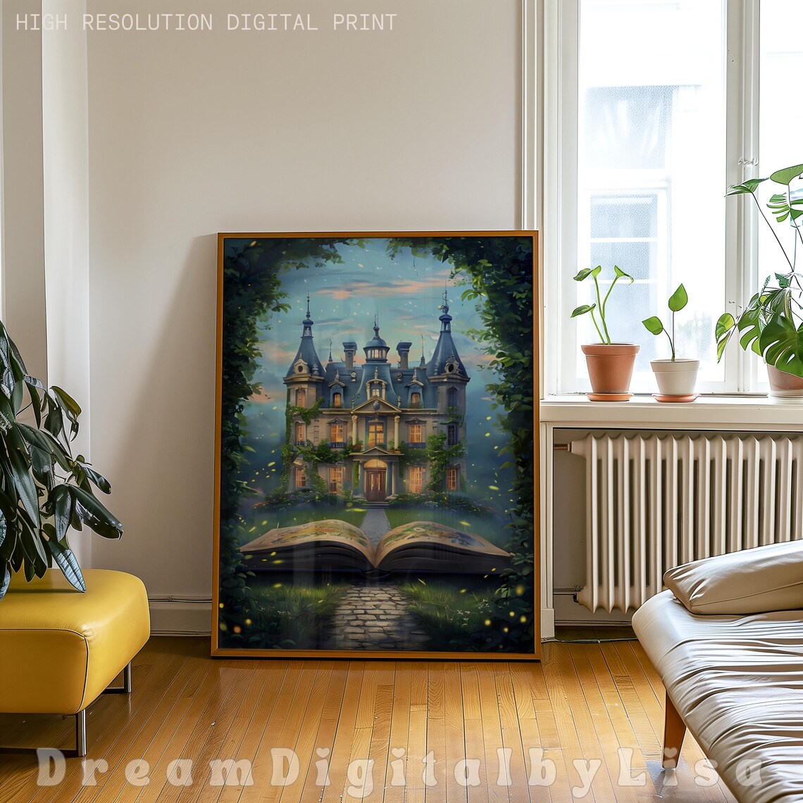 Enchanted Fairy Tale Castle Rising From an Open Storybook Poster - Image 2