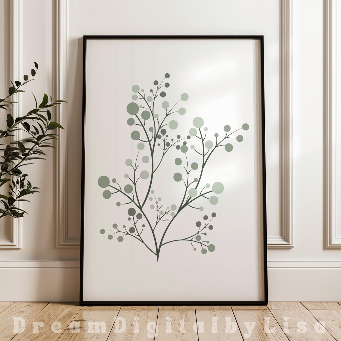 Botanical Prints Sage Green Abstract Berries