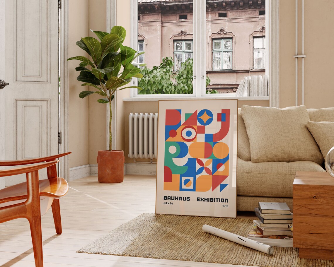 Bauhaus Geometric Poster Print, Mid-Century Retro - Image 2