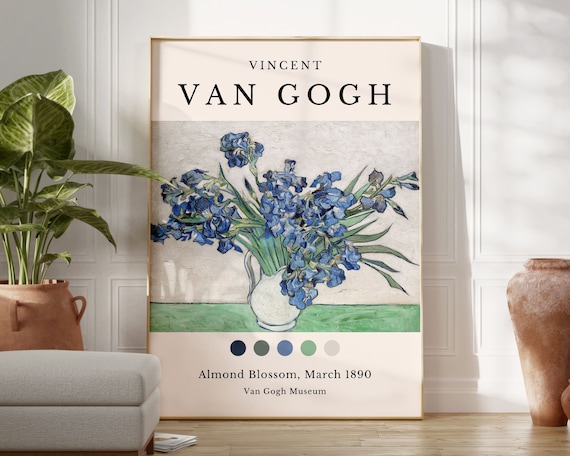 Vincent Van Gogh Blue Irises Vase Still Life Floral Art Poster
