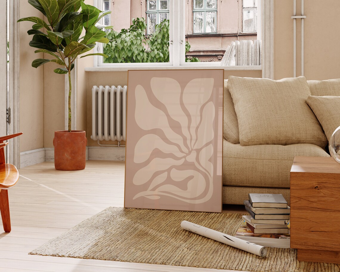 Matisse Inspired Beige Wavy Organic Shapes Abstract Botanical Poster - Image 2