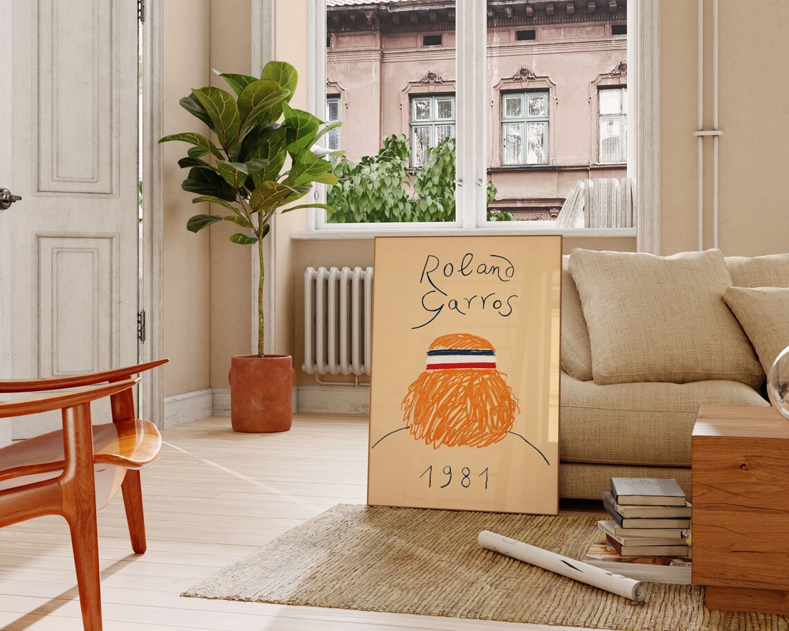Roland Garros 1981 Boho Tennis Poster Art Print - Image 2