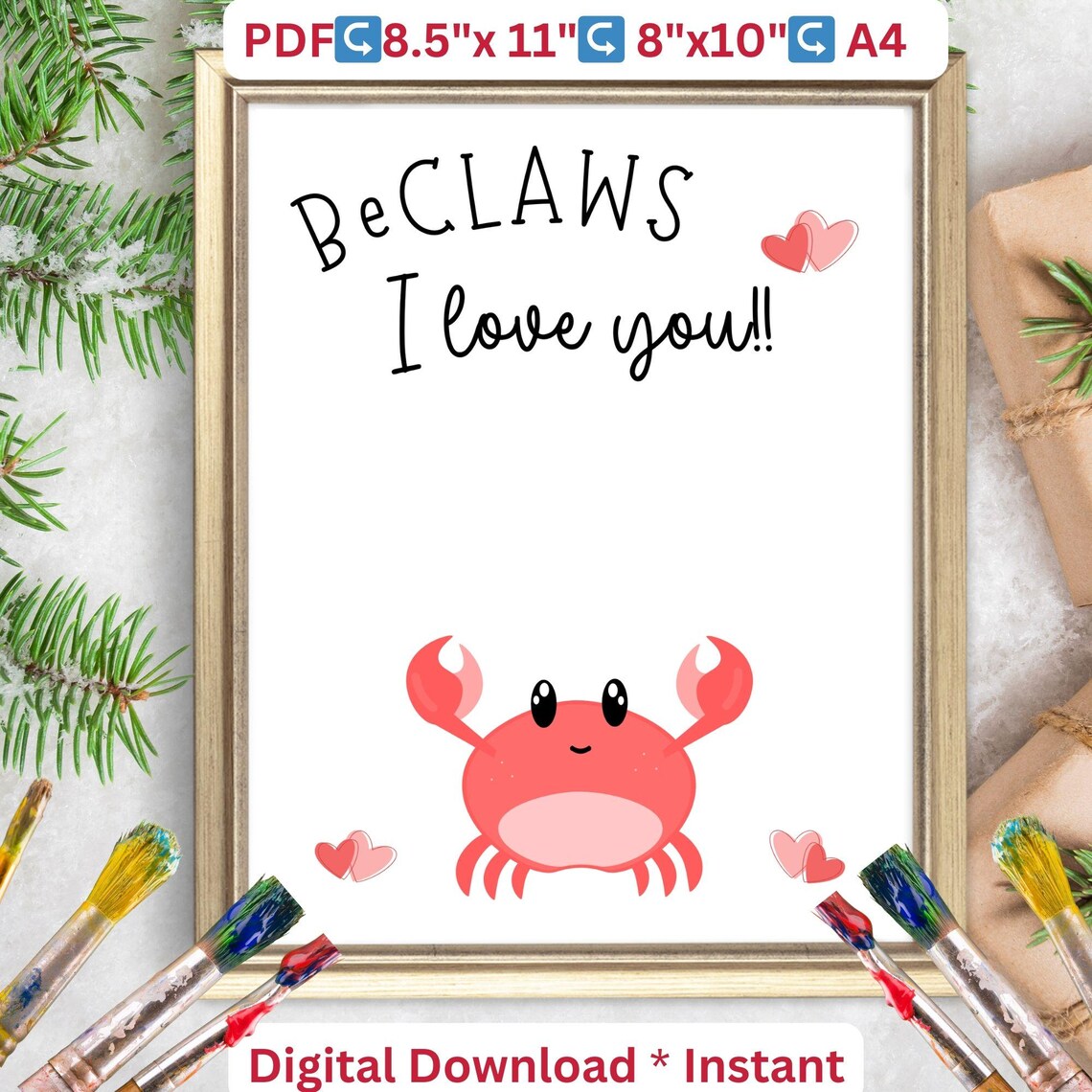 Valentines Day Handprint Craft I Love You Art Print - Image 2