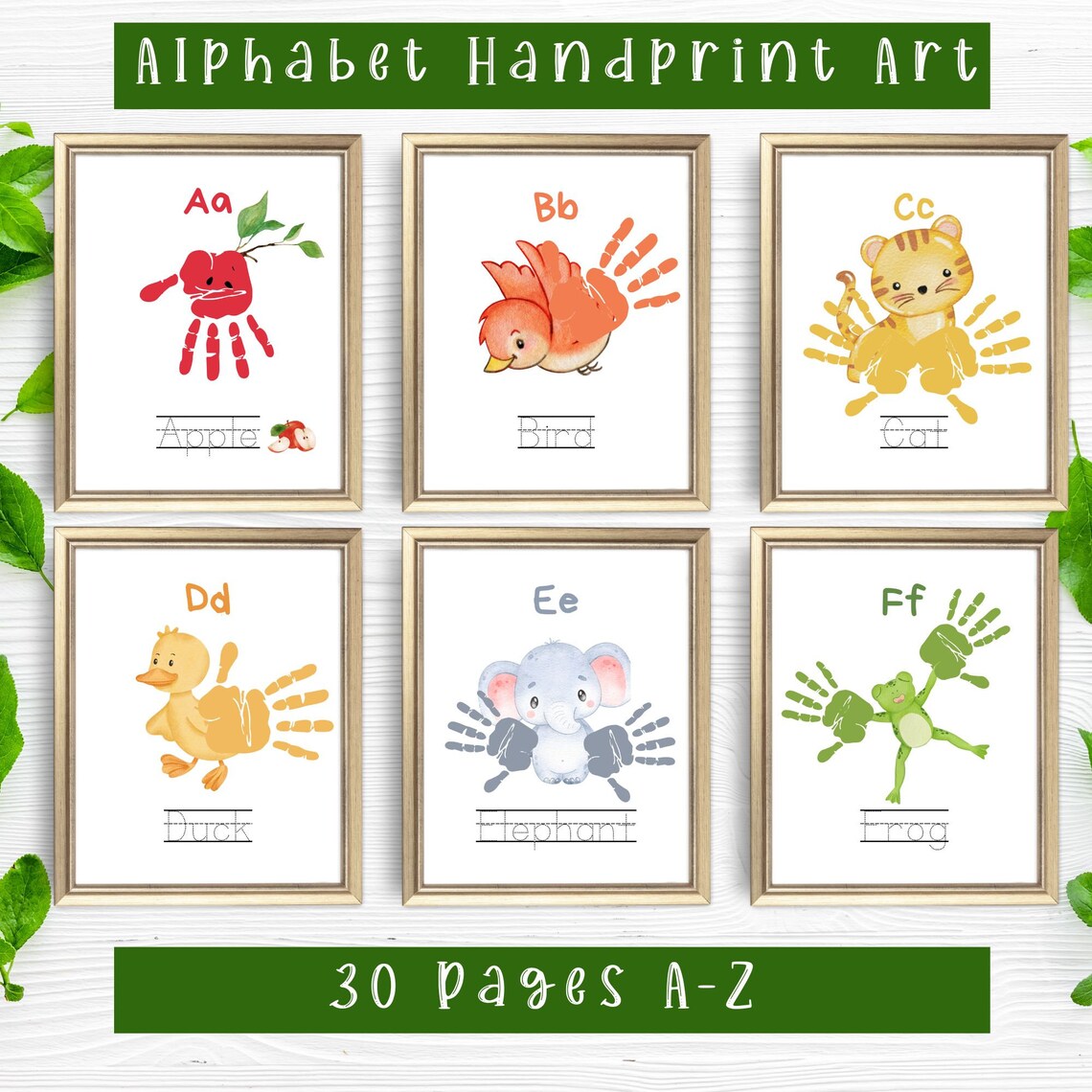 Alphabet Handprint Art Craft, Kids Memory Book Print