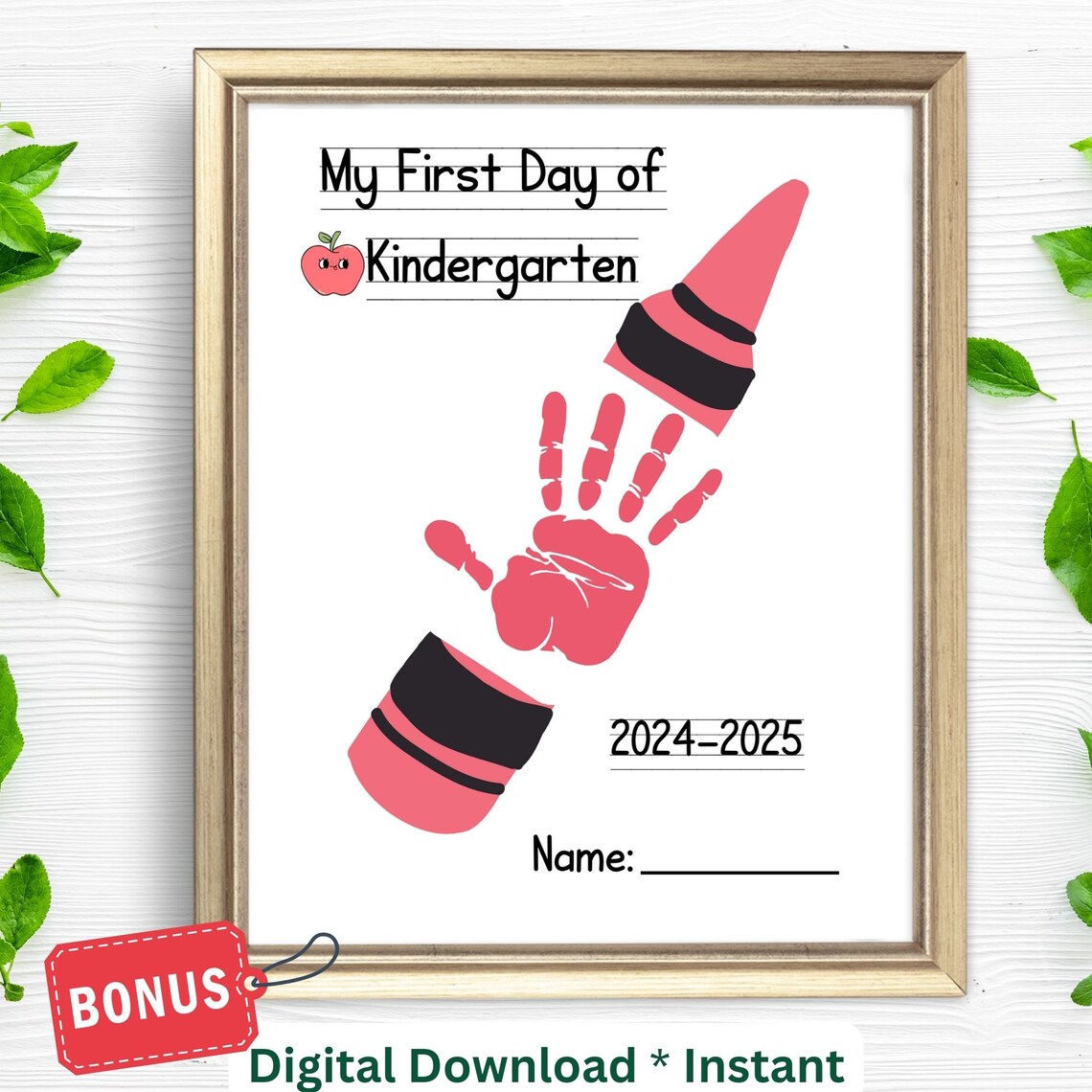 First Day Of Kindergarten Handprint Craft Art Print