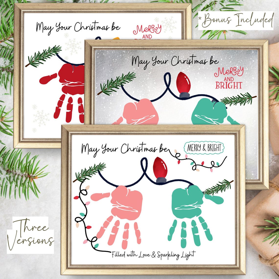 May Your Christmas Be Merry And Bright Handprint Lights Art Poster